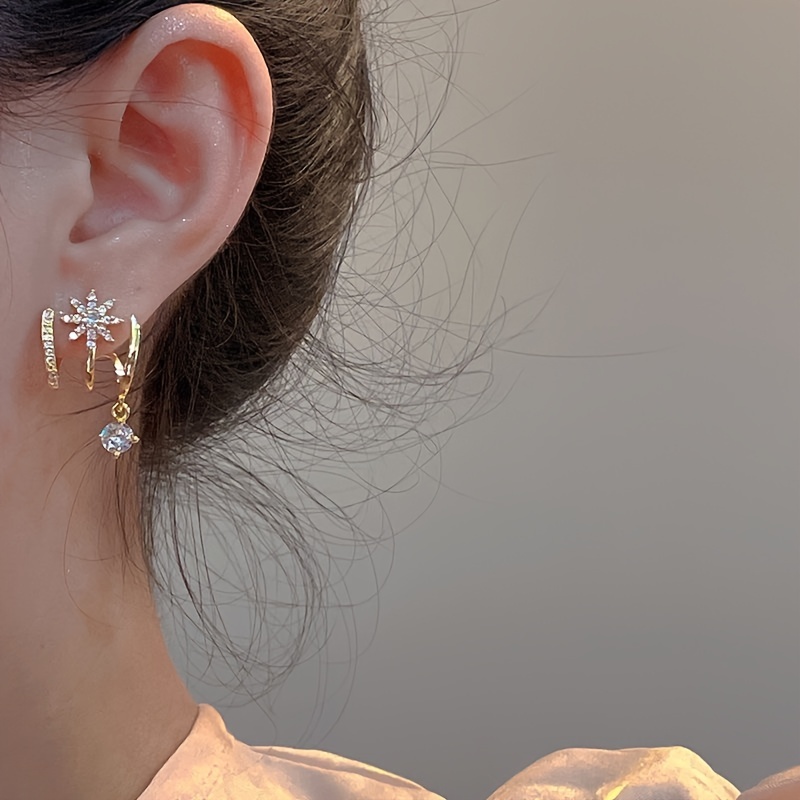 Zirconia Star Stud Earrings - Stylish Ear Piercing Jewelry